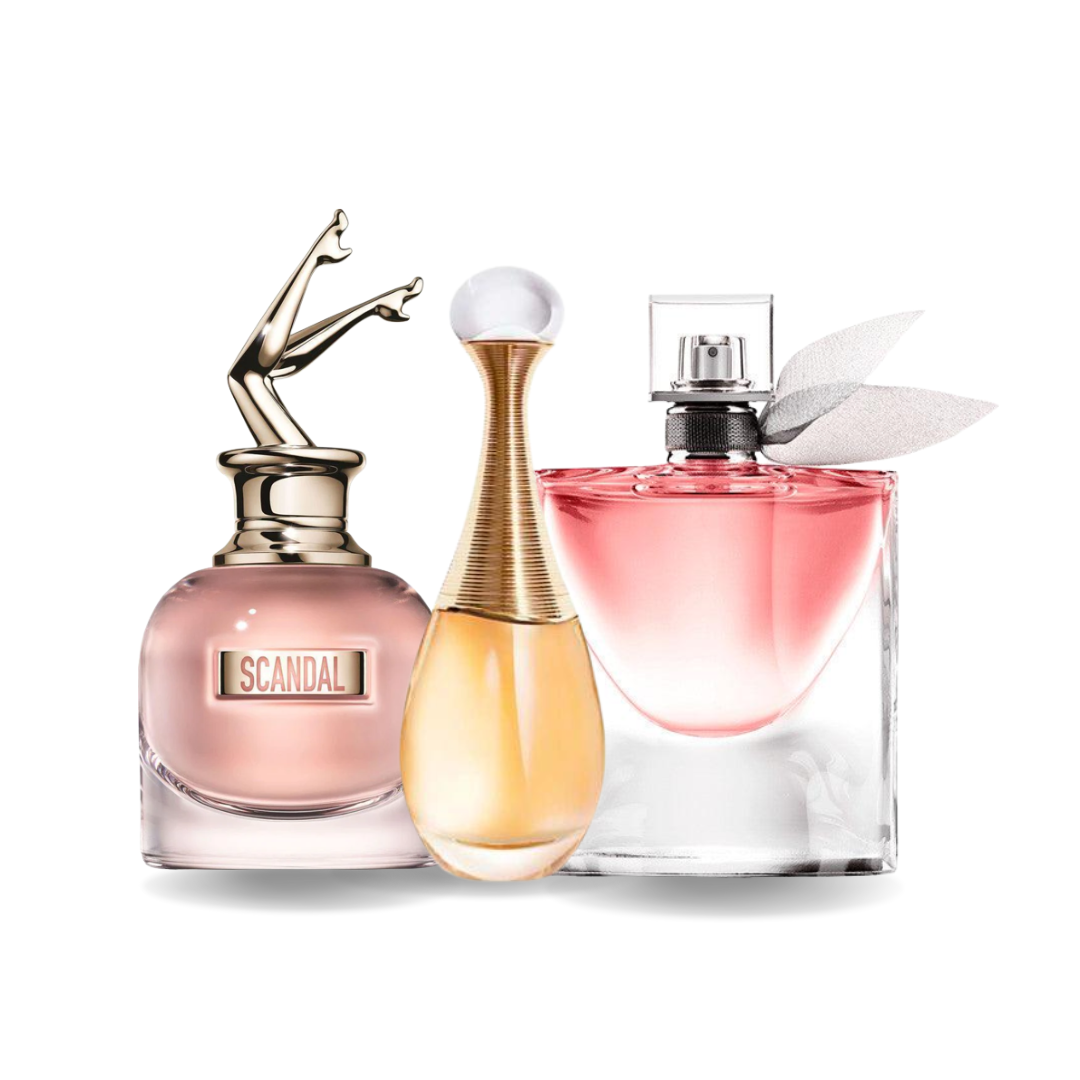 Sada 3 Parfémů SCANDAL, J'ADORE e LA VIE EST BELLE 100 ml